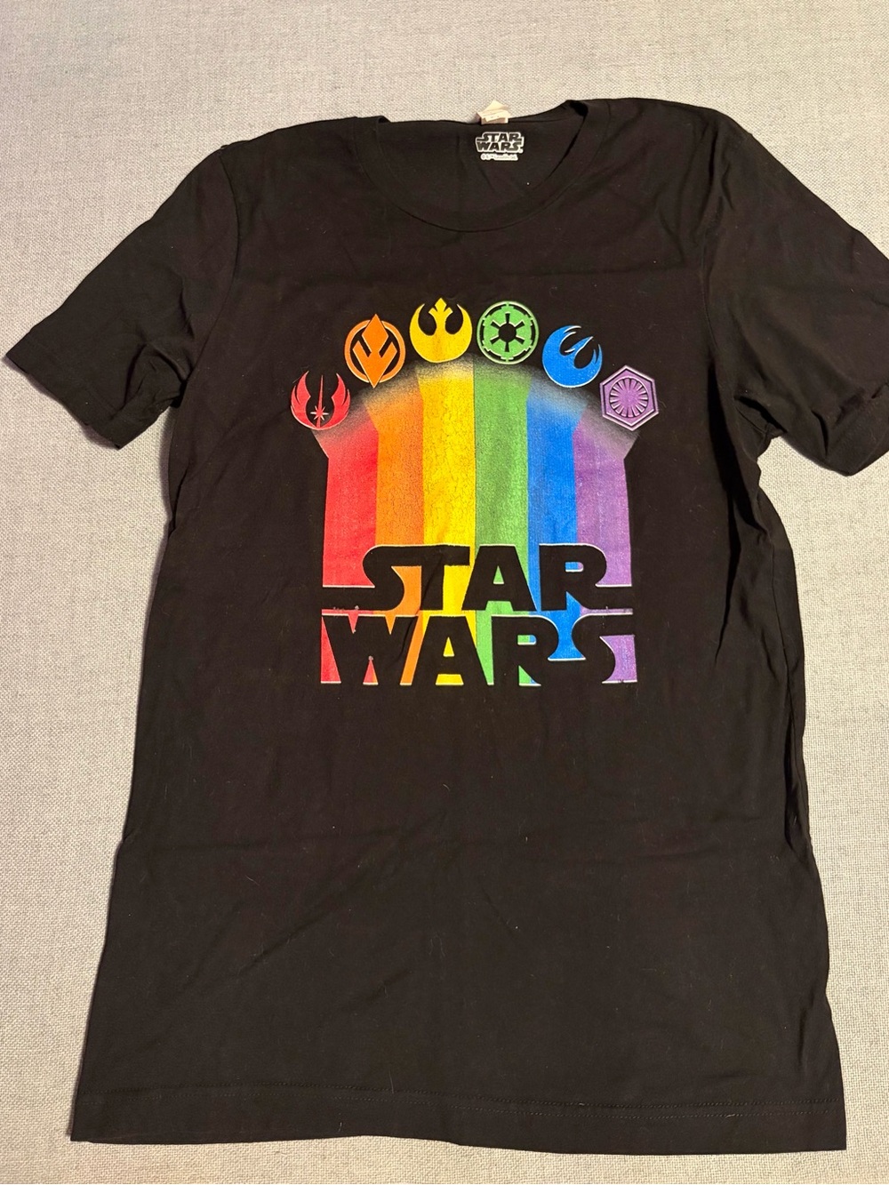 Star Wars Black Tee with Rainbow Faction Emblems